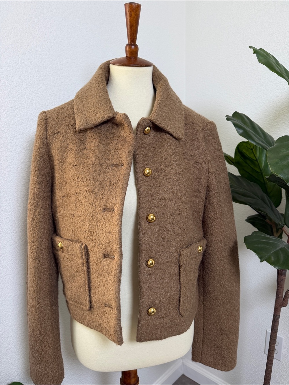 NWT OAK + FORT BOUCLE WOOL BLEND COLLARED JACKET - Picture 2 of 10